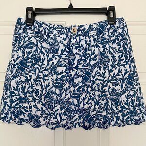 Lilly Pulitzer Navy and White Ocean Pattern Skirt/Skort Size 2
